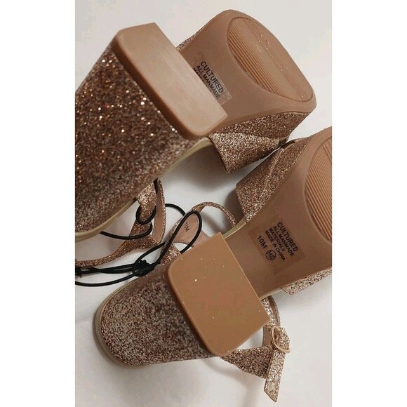 Pop Women's Size 10 M Cultured Heeled Sandals Gold tone Glitter Sparkles 10M - Picture 11 of 13